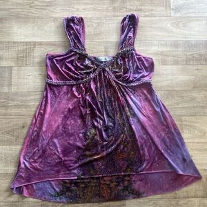 Y2K Vintage Pink Purple Paisley Fairy Top L Babydoll Whimsigoth Witch Festival